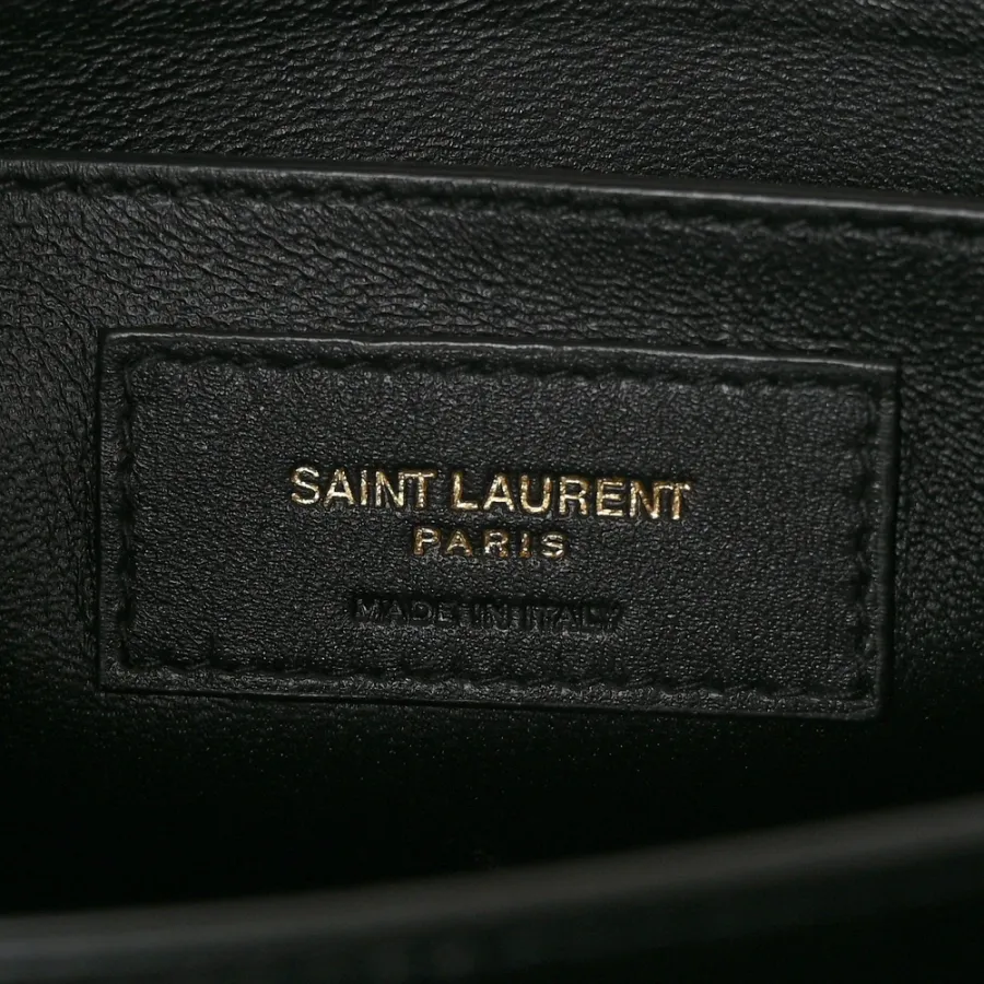 Saint Laurent Medium Cassandra Top Handle Dark Beige Classic Monogram Grain De Poudre Leather Aged Gold Hardware
