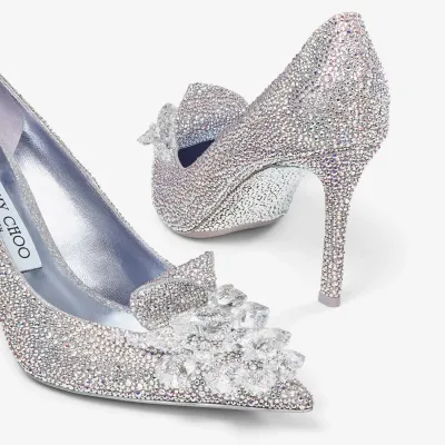 JIMMY CHOO Heart - shaped crystal decorated rainbow color tipped heels