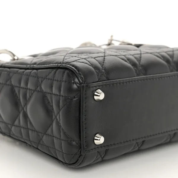 Dior Mini Lady Dior Black Cannage Lambskin Leather Light Gold Hardware - Image 4