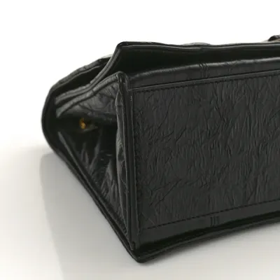 Balenciaga Medium Crush Chain Bag Black Quilted Crushed Calfskin Leather Gold Hardware