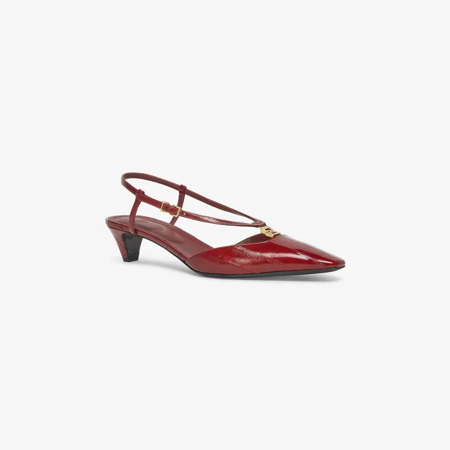 FENDI Red eel skin low - heeled slingers