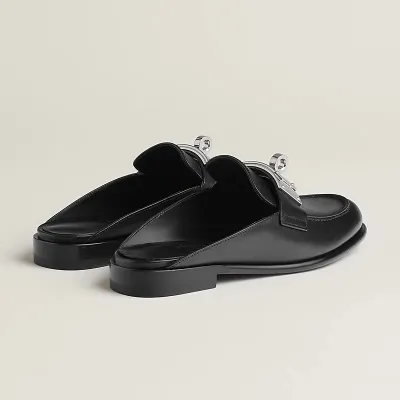 HERMES Iota Mule Black Slippers