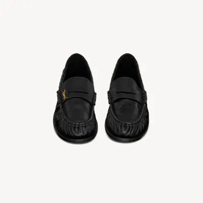 Yves Saint Laurent Black eel leather loafers