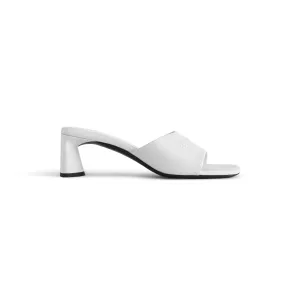 BALENCIAGA White square toe chunky heel 60 mm sandals High Heels Slippers