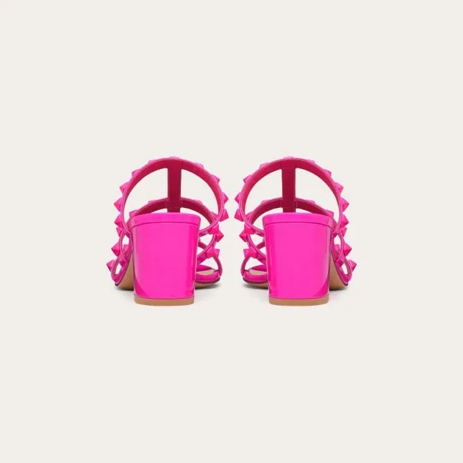 VALENTINO Barbie powder patent rivet slipper sandals (heel height 6cm)