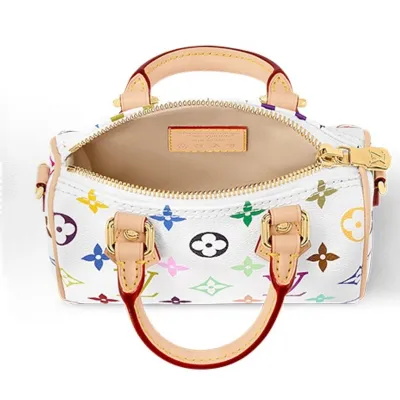 LOUIS VUITTON x Takashi Murakami NANO SPEEDY adjustable shoulder strap white Top-Handle Bags / Crossbody Bags