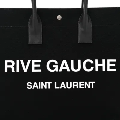 Saint Laurent Large Rive Gauche Tote Black Linen & Calfskin Leather