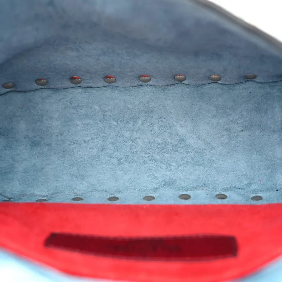 Valentino Garavani Small Rockstud Spike Shoulder Bag Aqua Nappa Leather Light Gold Hardware