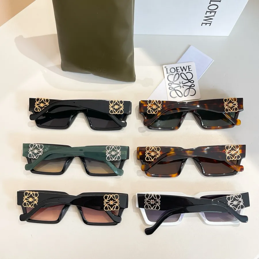 Loewe square frame glasses white/black/black green/black rust/leopard green/leopard brown color Size 56口19-145