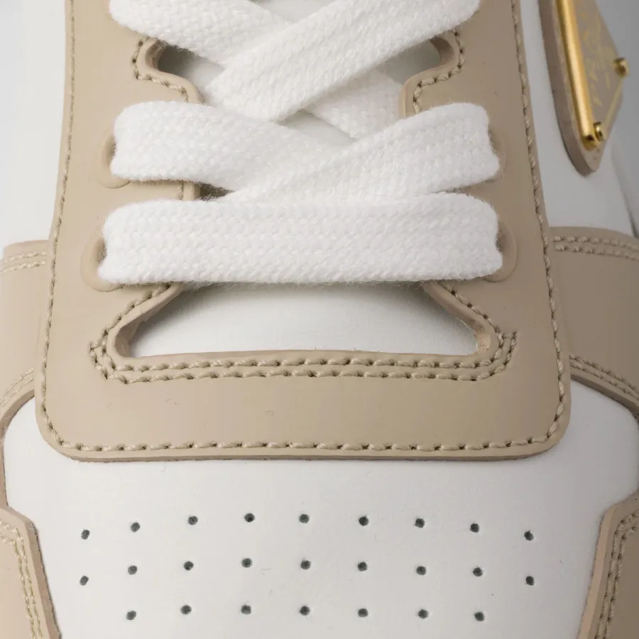 PRADA White and desert  leather sneakers
