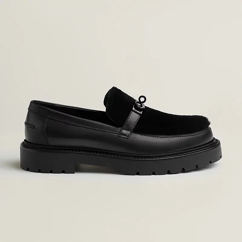 HERMES Icone Black Loafers