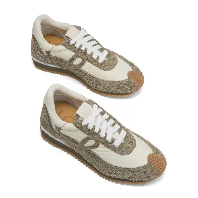 LOEWE Nylon and matte suede smooth sneakers