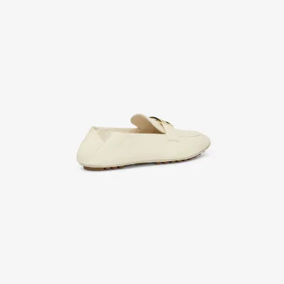 FENDI White leather loafers