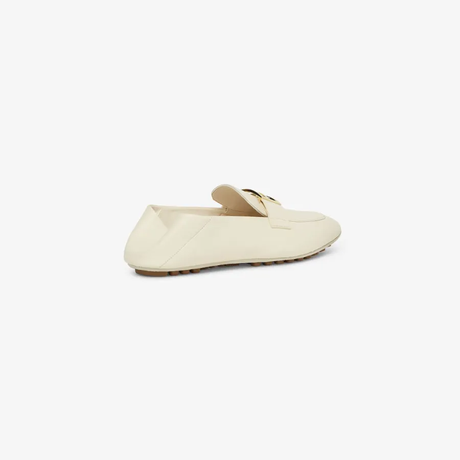 FENDI White leather loafers