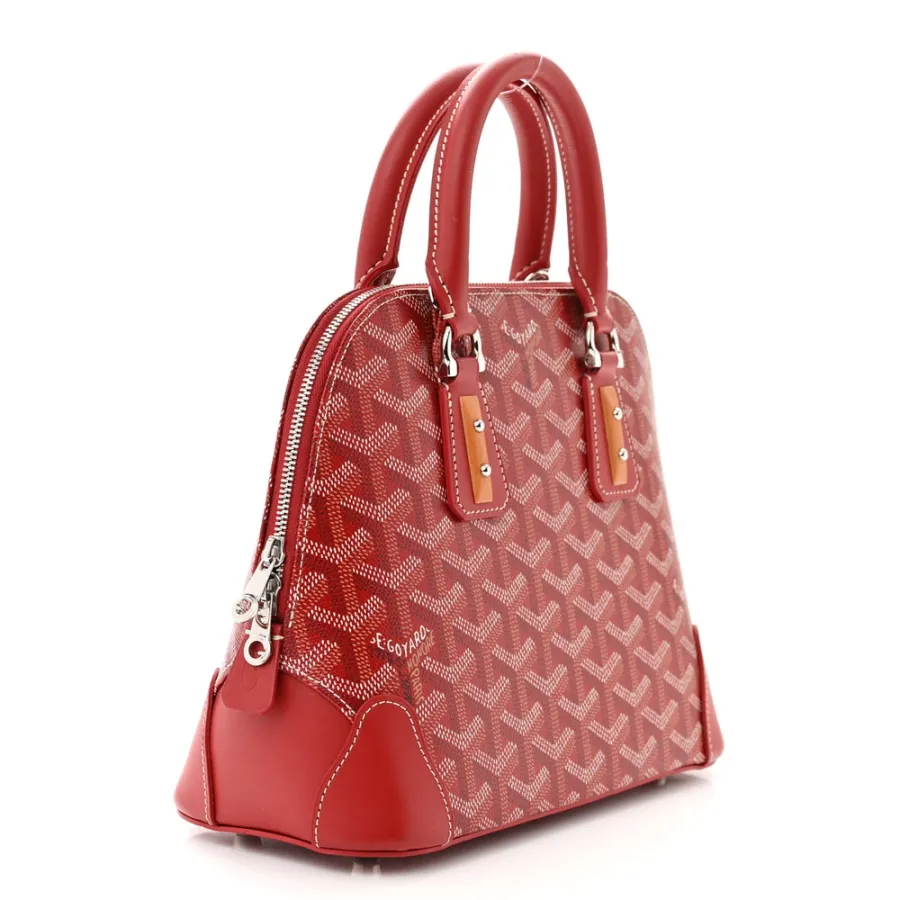 Goyard Mini Vendome Bag Red Goyardine Canvas Silver Hardware