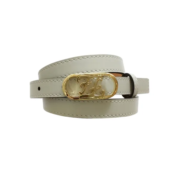 Fendi Women's O lock Belt In Black/White Calfskin With Gold Hardware 15mm - Image 5