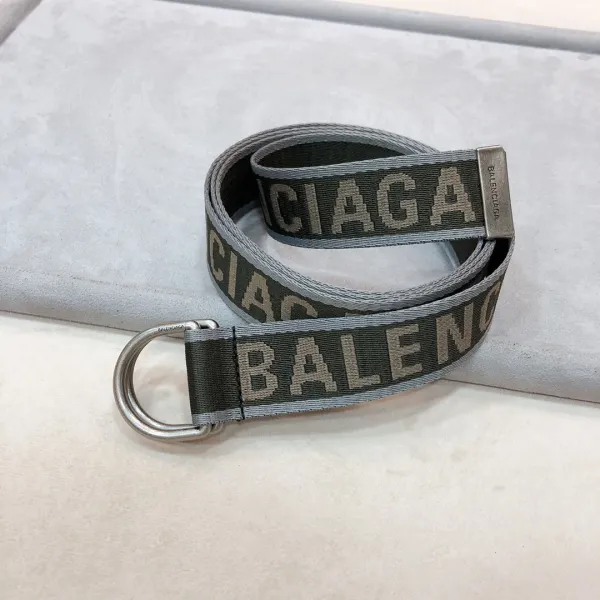 Balenciaga Men's D Ring Belt In Balenciaga Grey/Green Webbing With Silver Hardware 40mm - Image 6