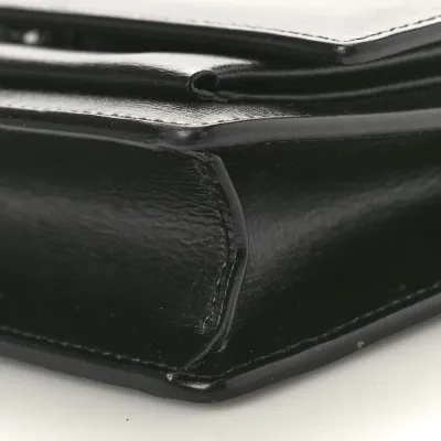 Saint Laurent Small Sunset Chain Wallet Black Monogram Calfskin Leather Black Hardware