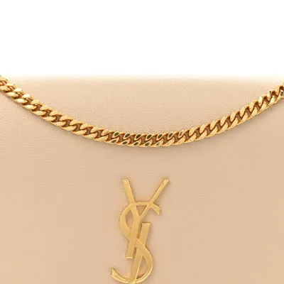 Saint Laurent Medium Kate Satchel Nude Powder Monogram Grain De Poudre Leather Gold Hardware