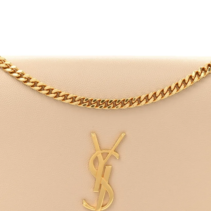 Saint Laurent Medium Kate Satchel Nude Powder Monogram Grain De Poudre Leather Gold Hardware