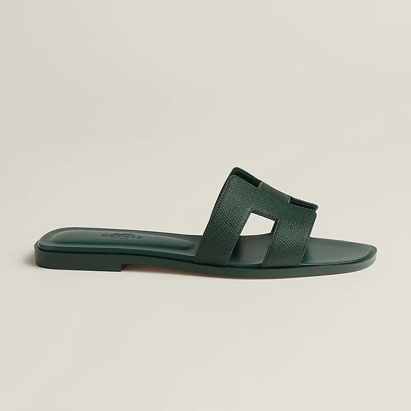 HERMES Oran Green Slippers