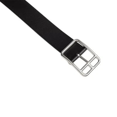 Hermès Men' s Square Buckle Half Cod Reversible Belt In Black And Brown Calfskin With Silver Hardware 38mm