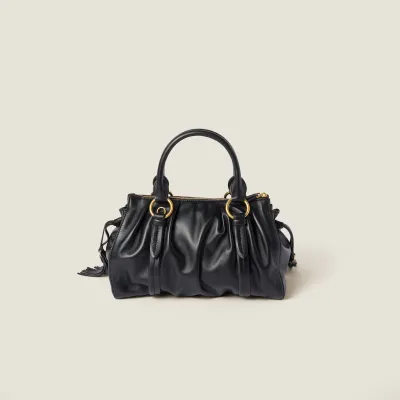 Miu Miu Joie Nappa Quilted Lambskin Leather Black Top-Handle Bags