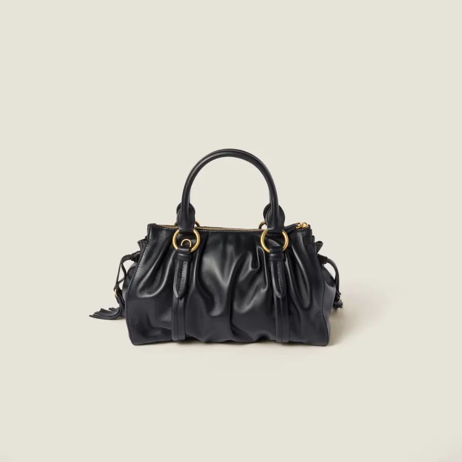 Miu Miu Joie Nappa Quilted Lambskin Leather Black Top-Handle Bags