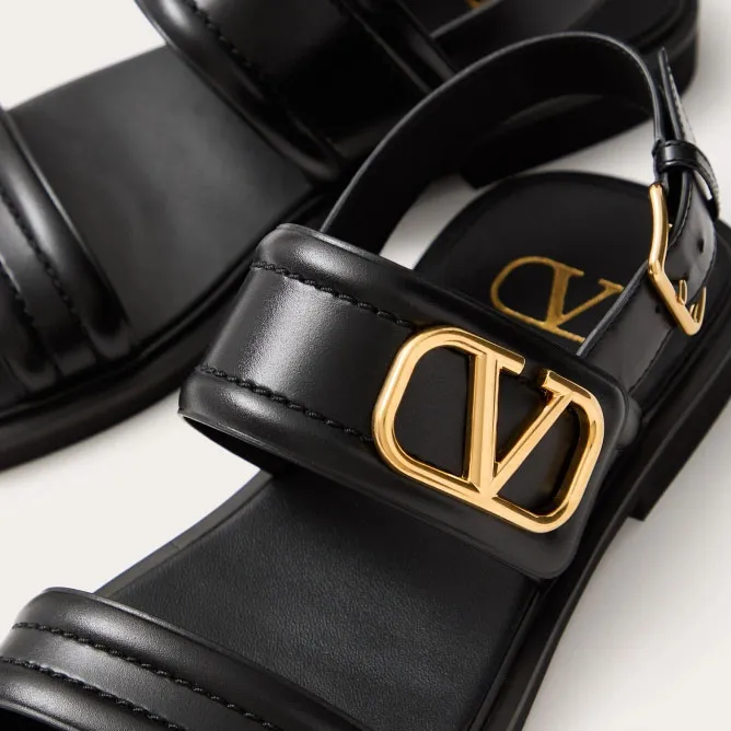VALENTINO Black Flat calfskin sandals