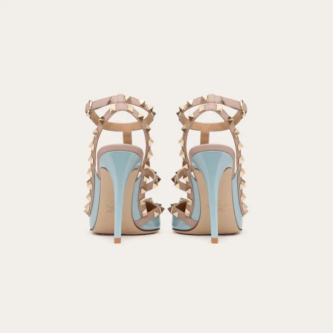 VALENTINO Patent leather lace-up rivet heels