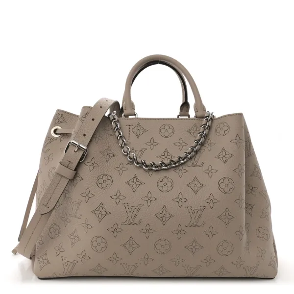 Louis Vuitton Bella Tote MM Galet Mahina Leather Silver Hardware