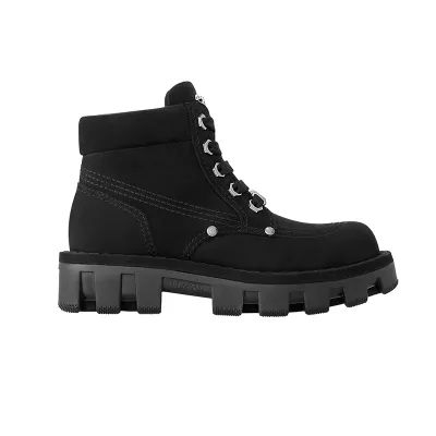 Louis Vuitton Men's black suede uppers zip-open ankle boots