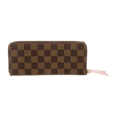 Louis Vuitton Medium Zippy Wallet Damier Ebene Pattern Coated Canvas Gold Hardware