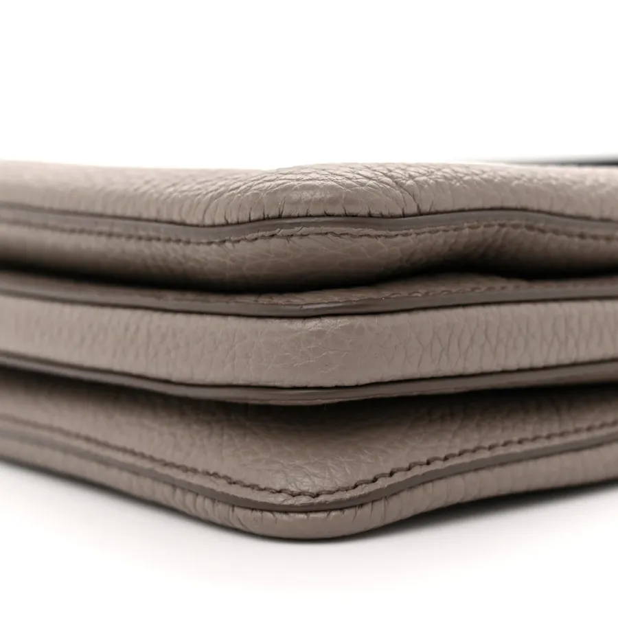 Prada Mini Soft Zippered Shoulder Bag Clay Grey Vitello Daino Leather Gold Hardware