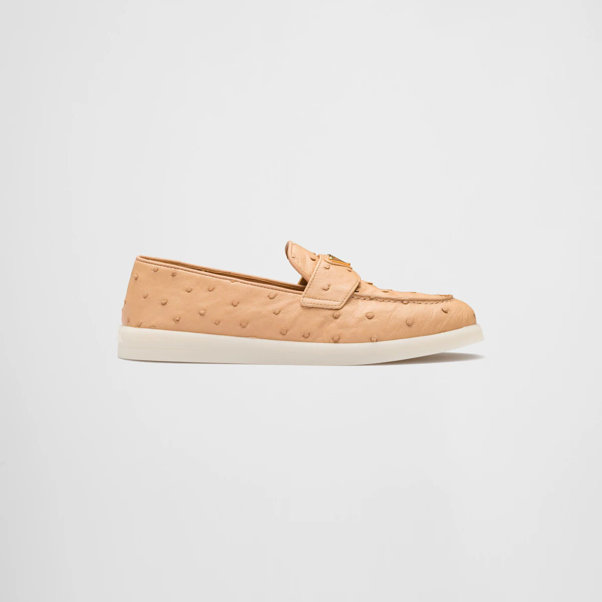 PRADA Loafer de couro de avestruz neutro