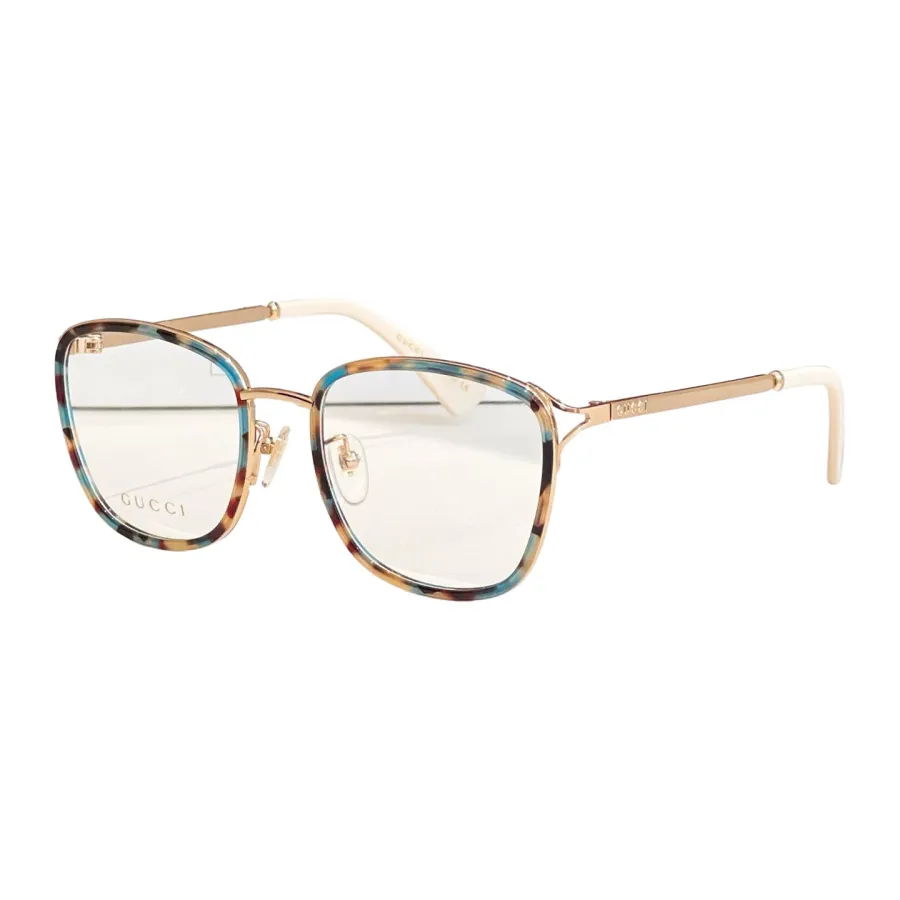 Gucci square frame glasses black gold/red/leopard/rose gold/camouflage/leopard rose gold color transparent lens Size 53口18-145