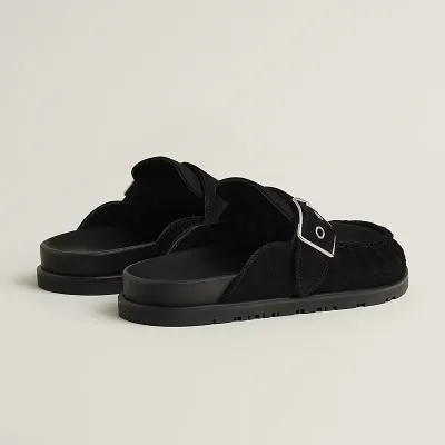 HERMES Key Mule Black Slippers