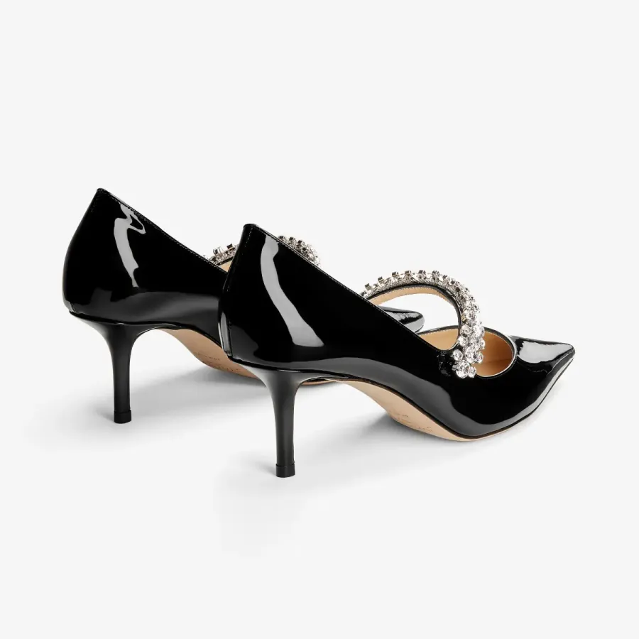 JIMMY CHOO Crystal decorated black patent leather heels