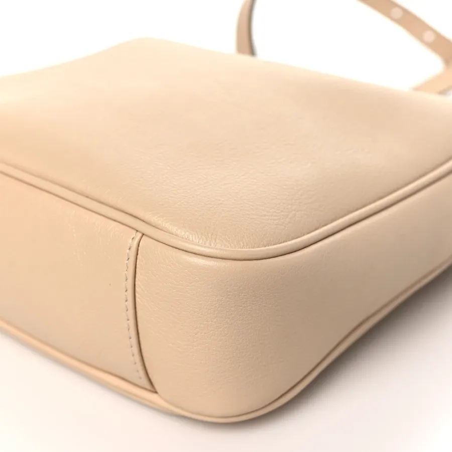 Gucci Small Diana Shoulder Bag Light Beige Textured Dollar Calfskin Leather Aged Gold Hardware