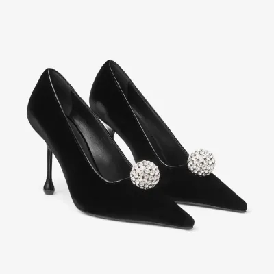 JIMMY CHOO Black velvet heels