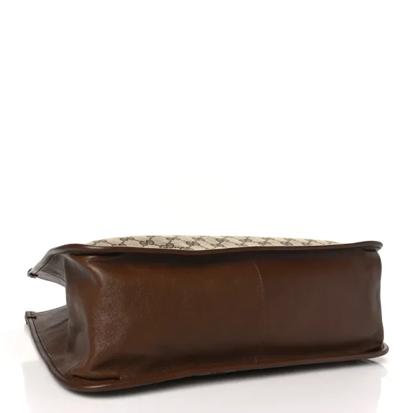 Gucci Horsebit 1955 Tote Bag Beige / Brown Sugar Monogram Canvas Light Brass Hardware - Image 6