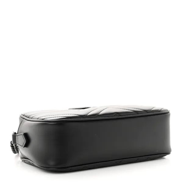 Gucci Small GG Marmont Chain Shoulder Bag Black Calfskin Leather Black Hardware - Image 6