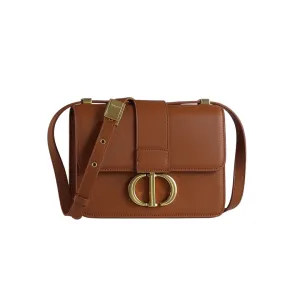 Dior 30 Montaigne Bag In Dark Bronze/Beige/White/Black Box Calfskin Gold Hardware