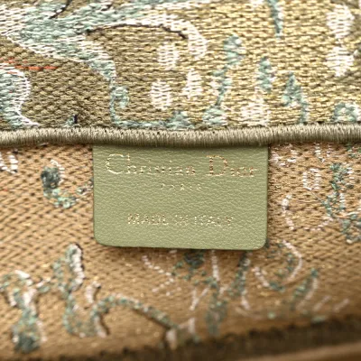 Dior Medium Brocart Book Tote Metallic Green Embroidered Canvas