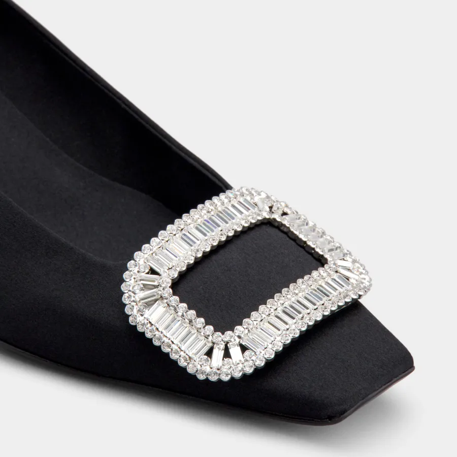 Roger Vivier Belle Vivier Pumps High Heels In Black Satin With Crystal Buckle (Heel Height 4.5cm)