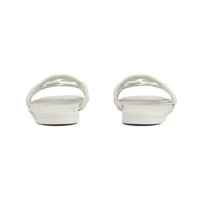 Gucci square head white flat bottom slippers