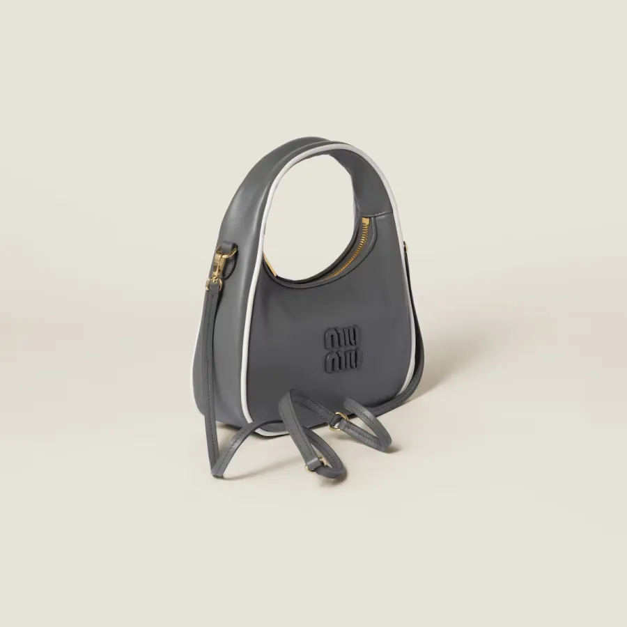Miu Miu Wander Quilted Lambskin Leather handbag Grey Crossbody Bags