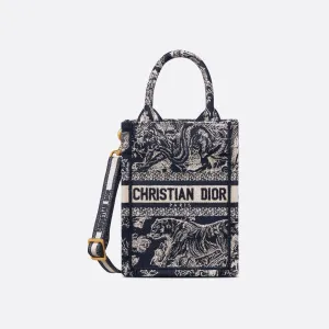 Dior Mini Dior Book Tote Toile De Jouy Dioriviera Blue Reverse Embroidered Canvas