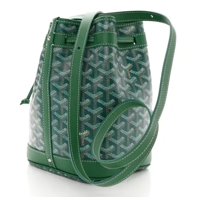 Goyard Petit Flot Bucket Bag PM Green Goyardine Canvas