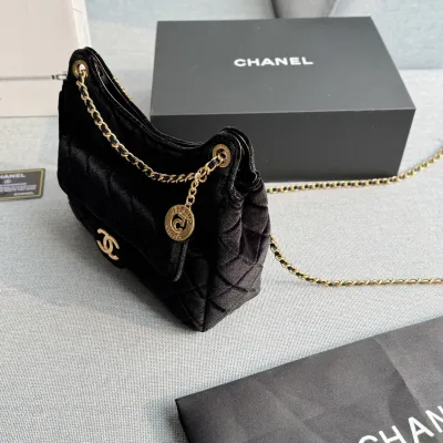 Chanel Black velvet Crossbody Bags